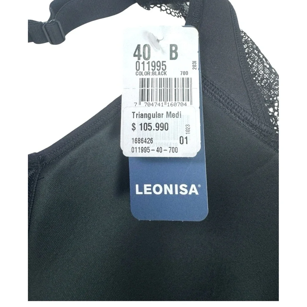 Leonisa Black Underwire Triangular Soft Lift Contour Bra Tag Size 40B